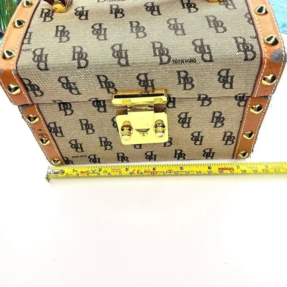 Vintage B. Brentano BB Monogram Vanity/Box Case, Made in Italy, Gold-Tone Lock